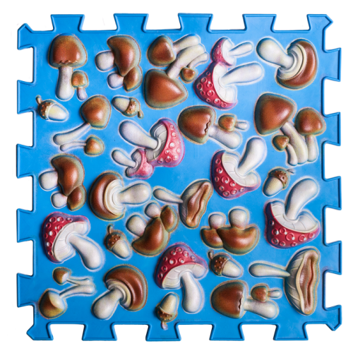 Puzzle Mix 9 elemből álló ortopédiai masszázs szőnyeg Kék