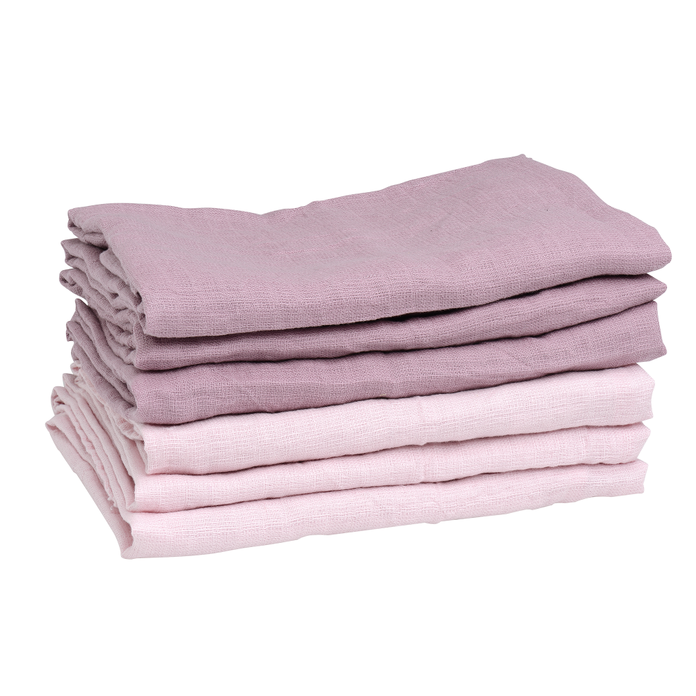 Mininor biopamut textilpelenka 70x70 cm 6 db (Szín: rózsaszín/lila)