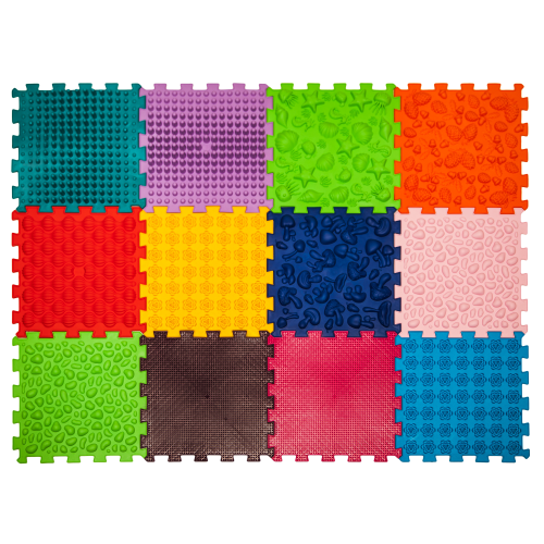 Szenzoros szőnyeg 12 elemből álló Ortek Puzzle + 8 Háromszögű puzzle elem