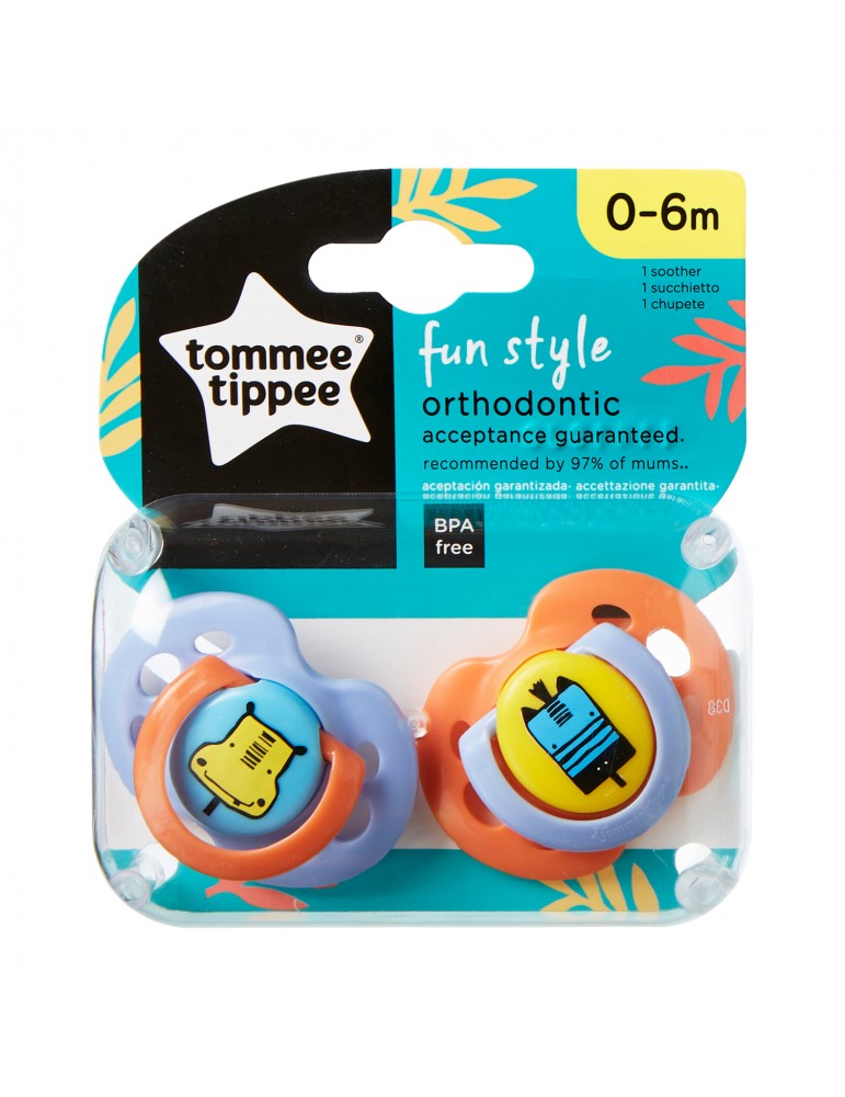 Tommee Tippee Fun Style ortodontikus szilikon játszócumi 0–6 hó – 2 db