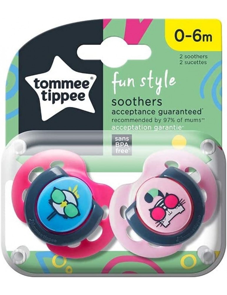 Tommee Tippee Fun Style ortodontikus szilikon játszócumi 0–6 hó – 2 db
