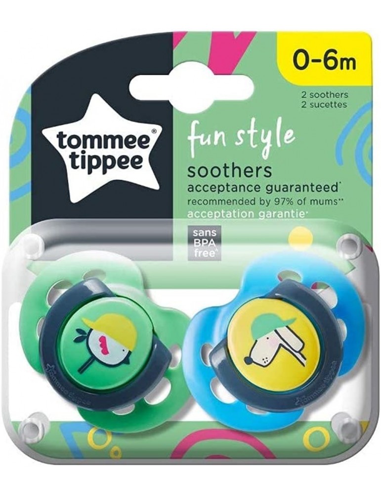 Tommee Tippee Fun Style ortodontikus szilikon játszócumi 0–6 hó – 2 db