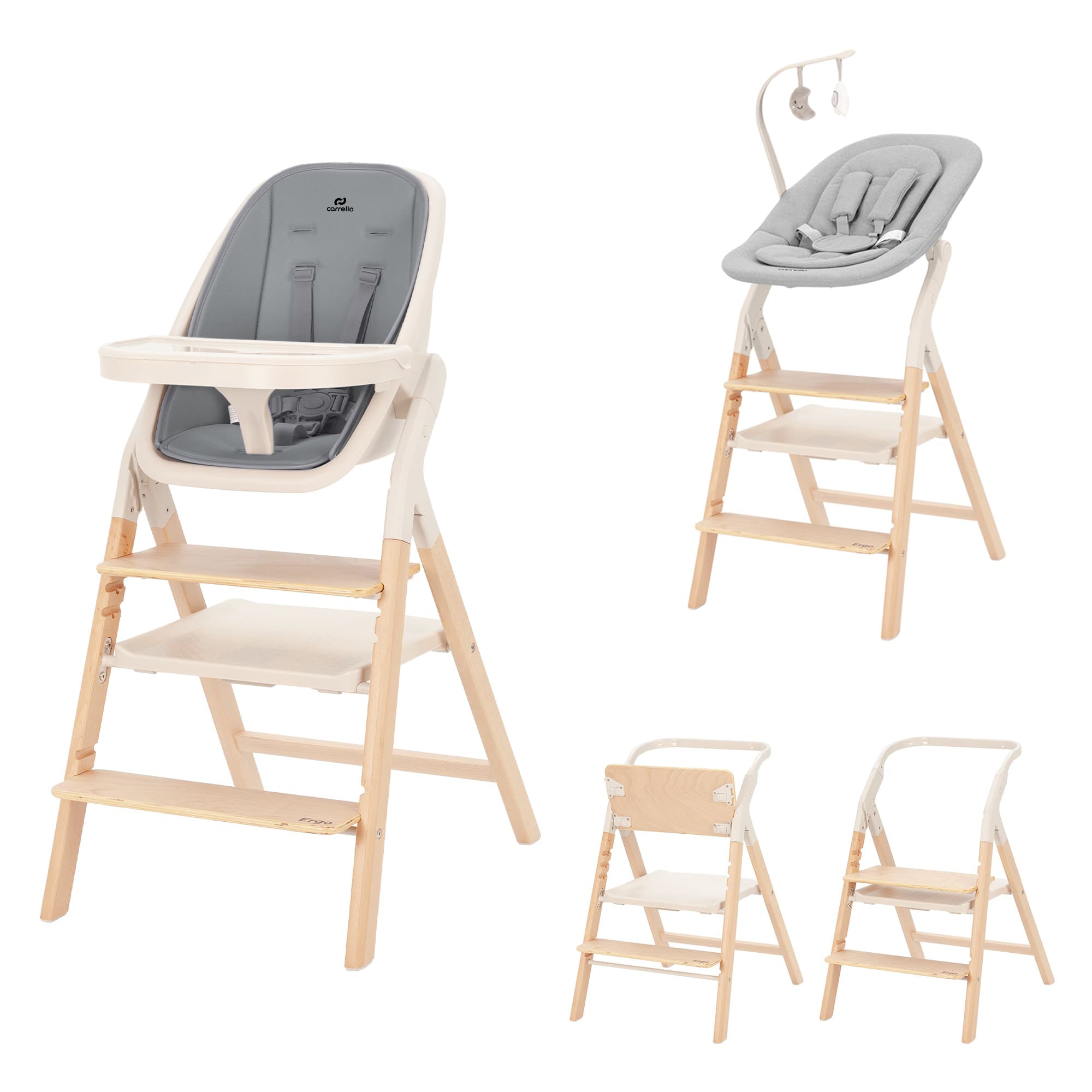 Carrello Ergo 4 az 1-ben etetőszék és tanulótorony (0-110 kg) - Carbon Grey (CRL-16701)