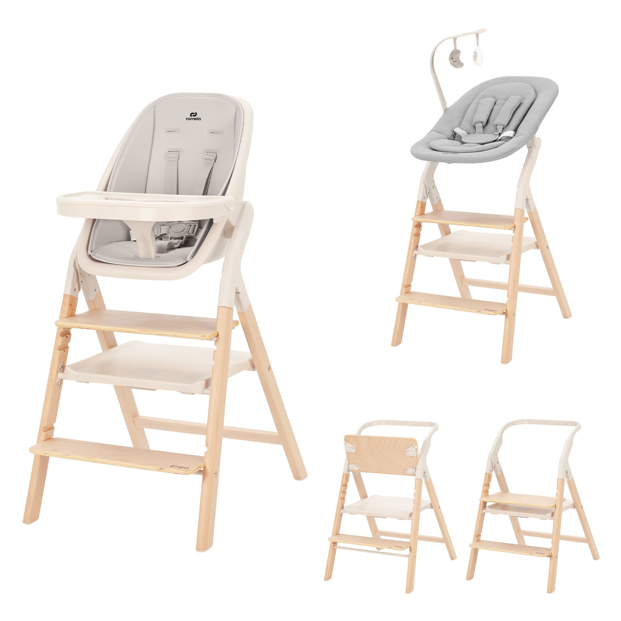 Carrello Ergo 4 az 1-ben etetőszék és tanulótorony (0-110 kg) - Linen Beige (CRL-16701)