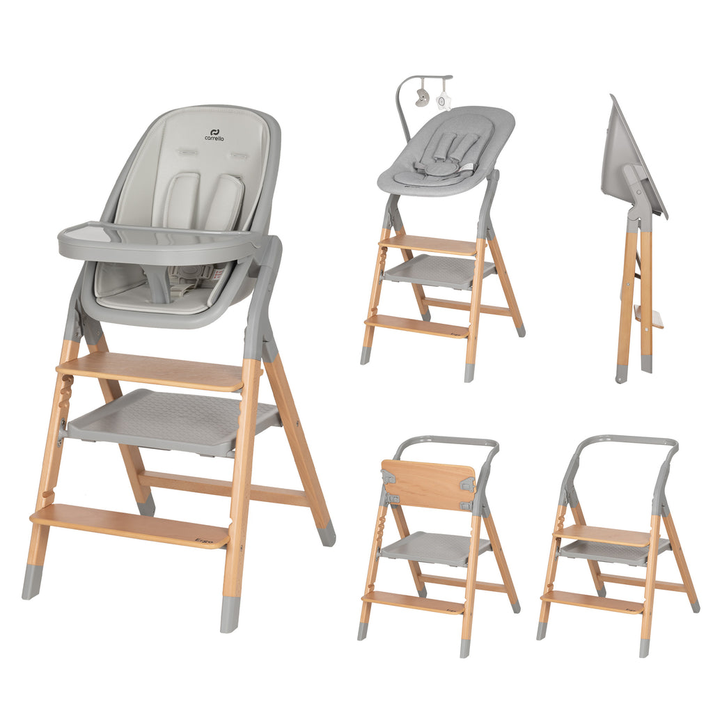 Carrello Ergo 4 az 1-ben etetőszék és tanulótorony (0-110 kg) - Nordic Grey (CRL-16701)