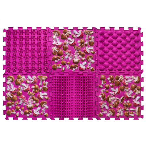 6 elemből álló Puzzle masszázs szőnyeg Rózsaszín gomba