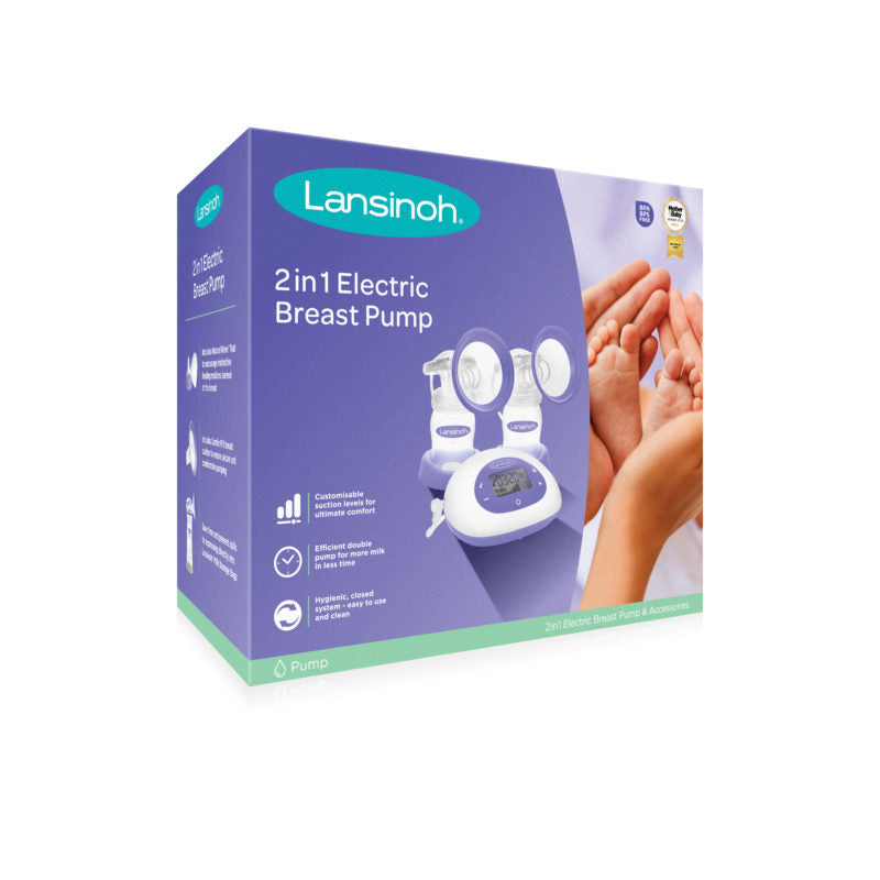 Lansinoh 2 az 1-ben elektromos dupla mellszívó + 2 db 160 ml cumisüveg szettben