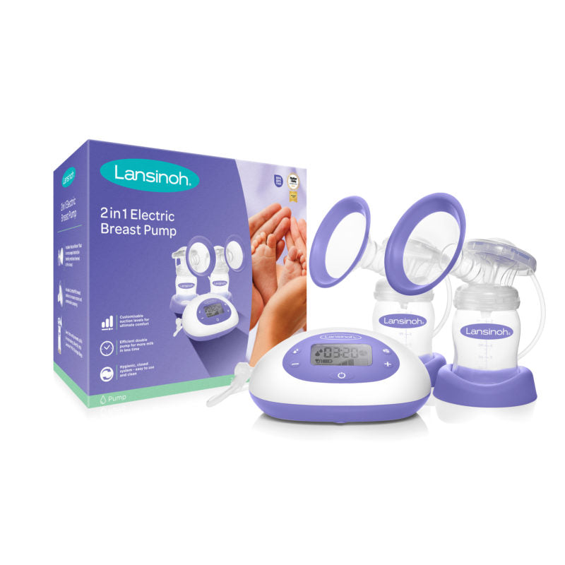 Lansinoh 2 az 1-ben elektromos dupla mellszívó + 2 db 160 ml cumisüveg szettben