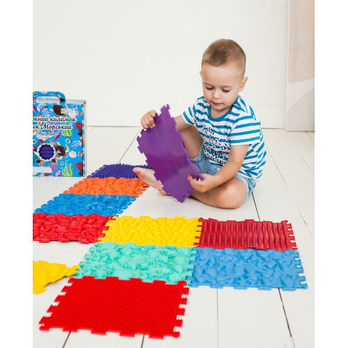 Szenzoros szőnyeg 24 elemből álló Puzzle Mix