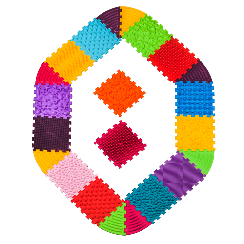 Szenzoros szőnyeg Ortek Puzzle 14 elem + 8 Háromszög