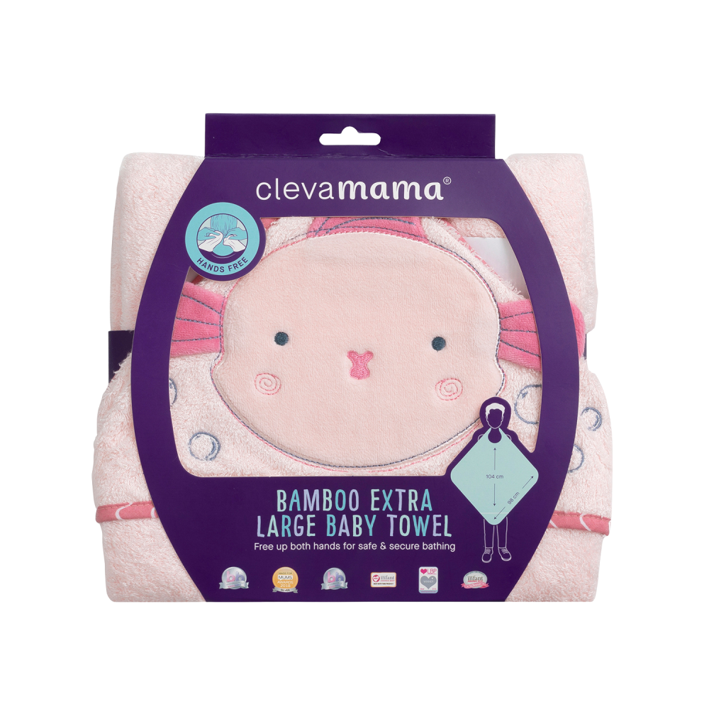 ClevaMama extra nagy bambusz babatörölköző (Szín: rózsaszín)