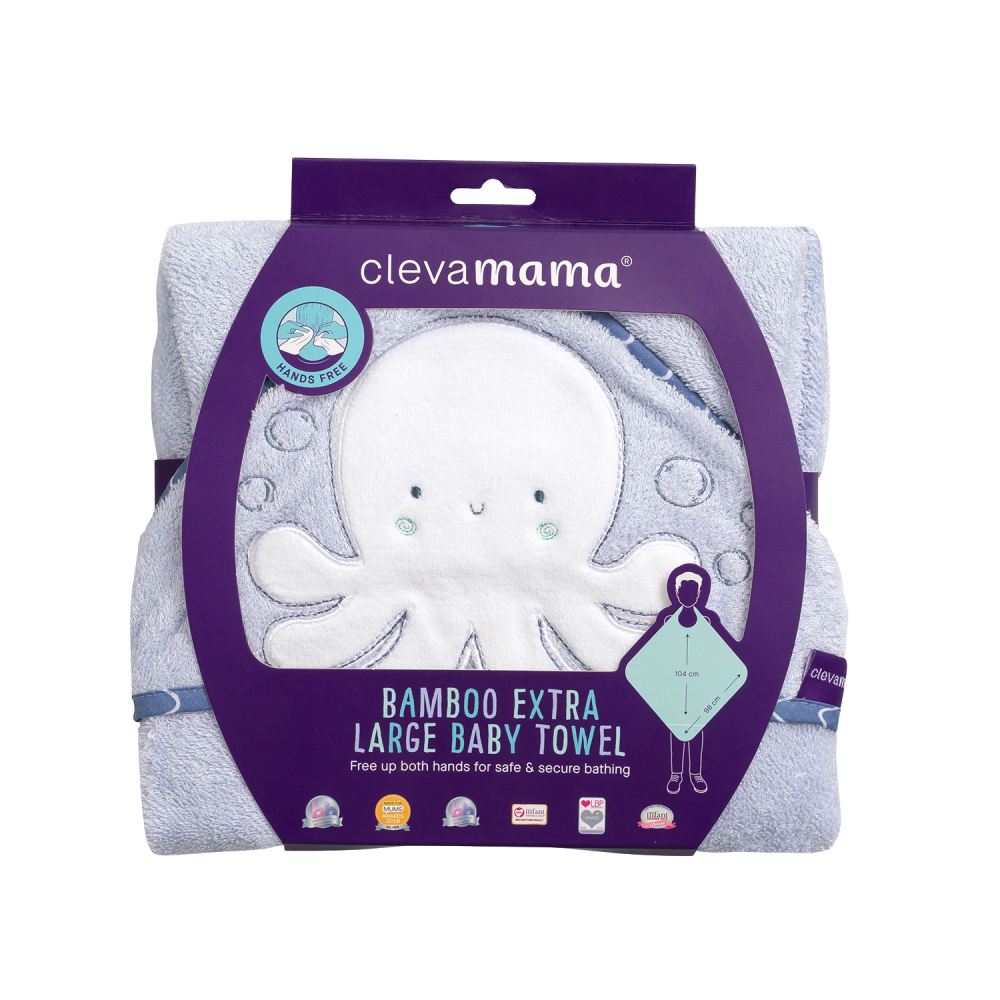 ClevaMama extra nagy bambusz babatörölköző (Szín: kék)