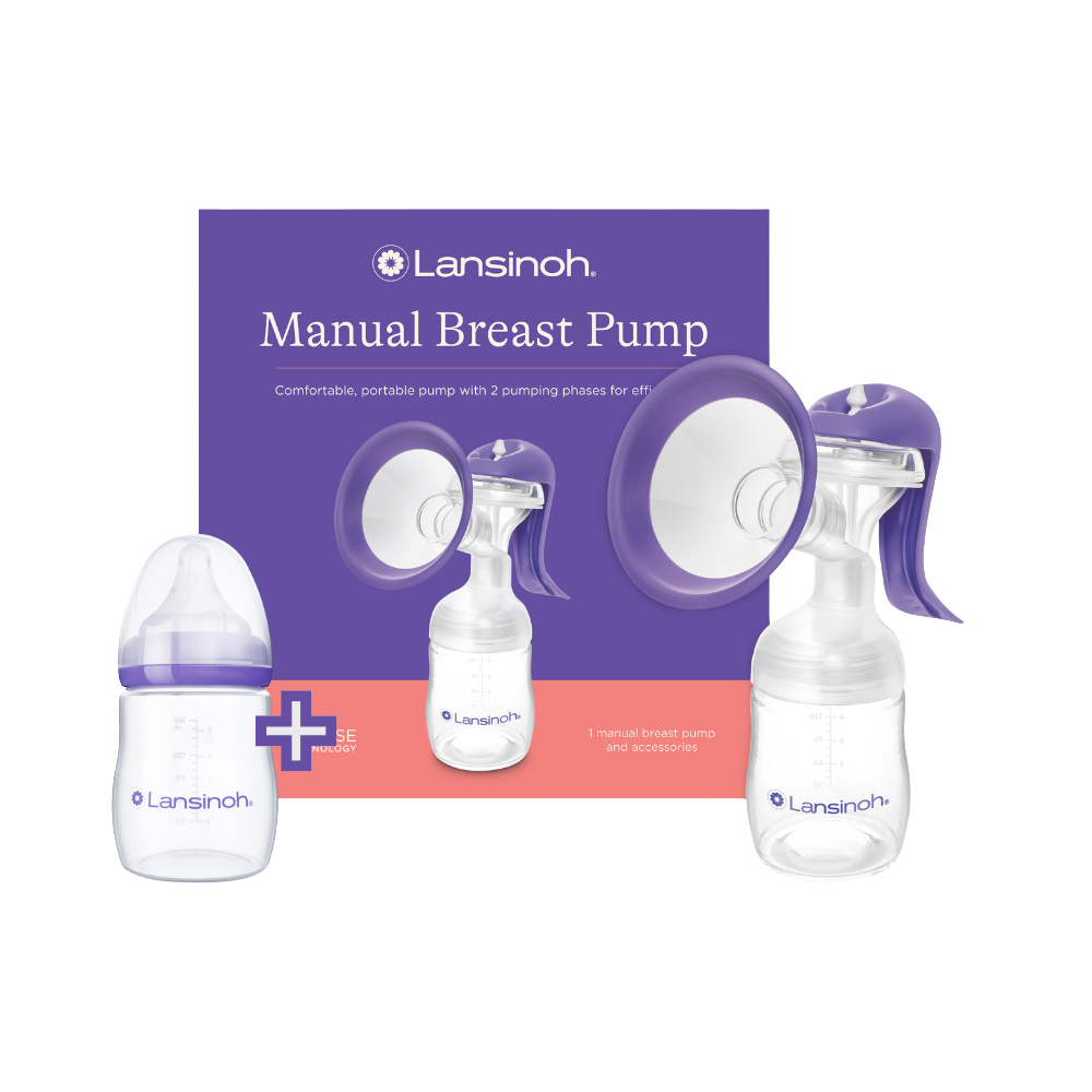 Lansinoh 2 fázisú kézi mellszívó + Lansinoh 160 ml-es cumisüveg szett