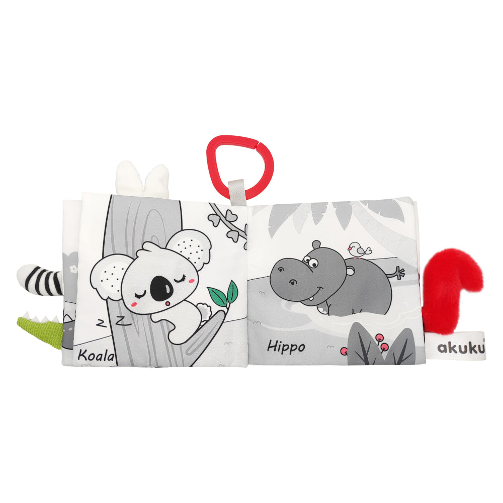 AKUKU Animal Kingdom kontrasztos szenzoros babakönyv – 12 × 12 cm