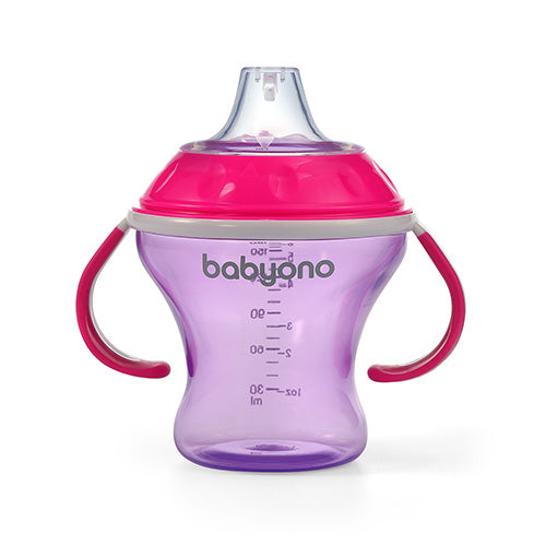 BabyOno csöpögésmentes itatópohár puha ivócsőrrel 180 ml – rózsaszín