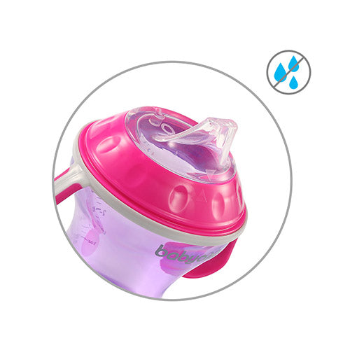 BabyOno csöpögésmentes itatópohár puha ivócsőrrel 180 ml – rózsaszín