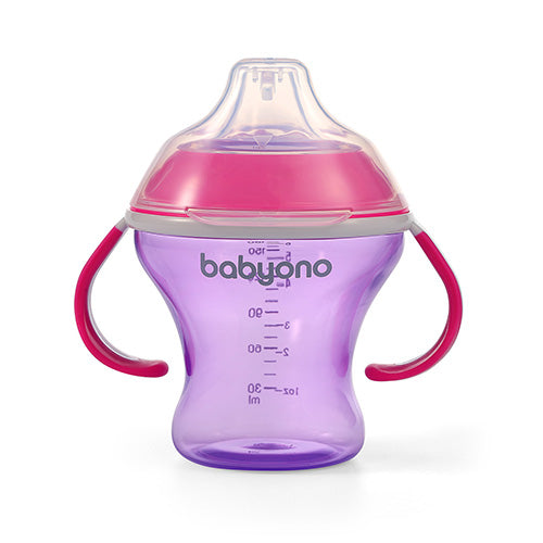 BabyOno csöpögésmentes itatópohár puha ivócsőrrel 180 ml – rózsaszín