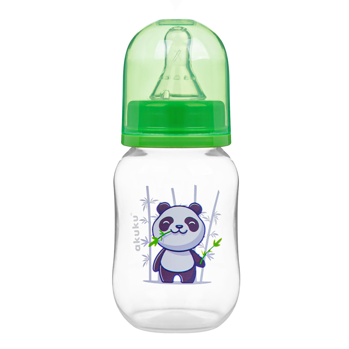 AKUKU Panda keskeny szájú hasfájás elleni cumisüveg – Zöld, 125 ml
