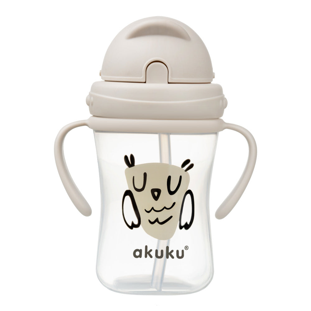 AKUKU visszahajtható szívószálas tanulópohár – Bagoly, 300 ml