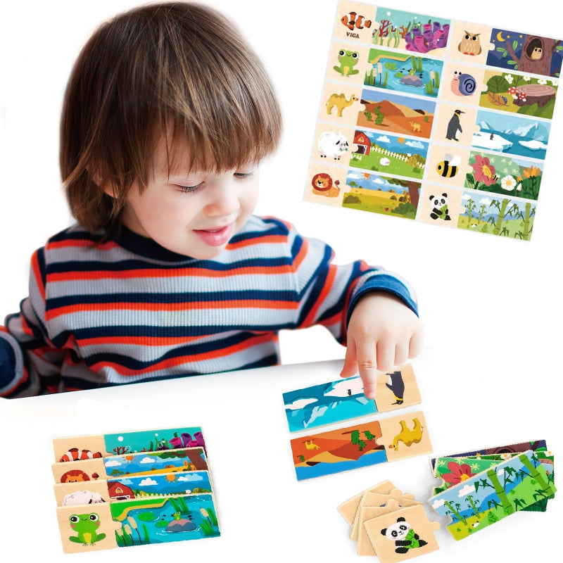 Viga fa állatok és otthonuk fejlesztő puzzle
