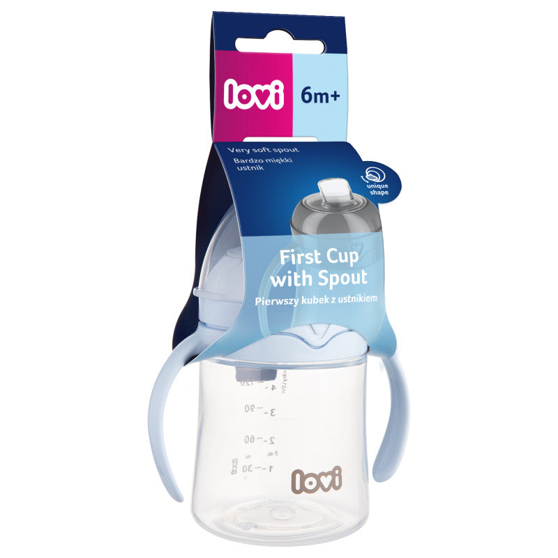 LOVI első itatópohár puha csőrrel 150 ml. kék