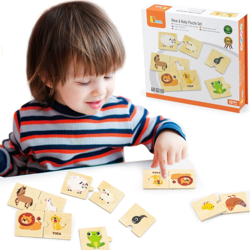 Viga fa állatszülők és kicsinyeik fejlesztő puzzle