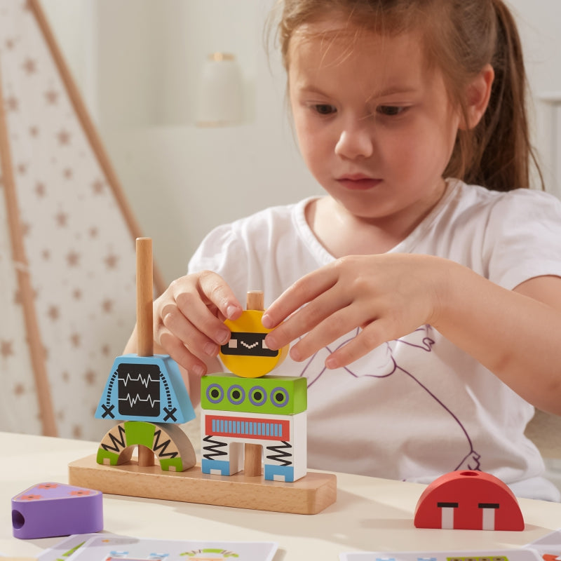 Viga fa robotépítő fejlesztő játék mintakártyákkal