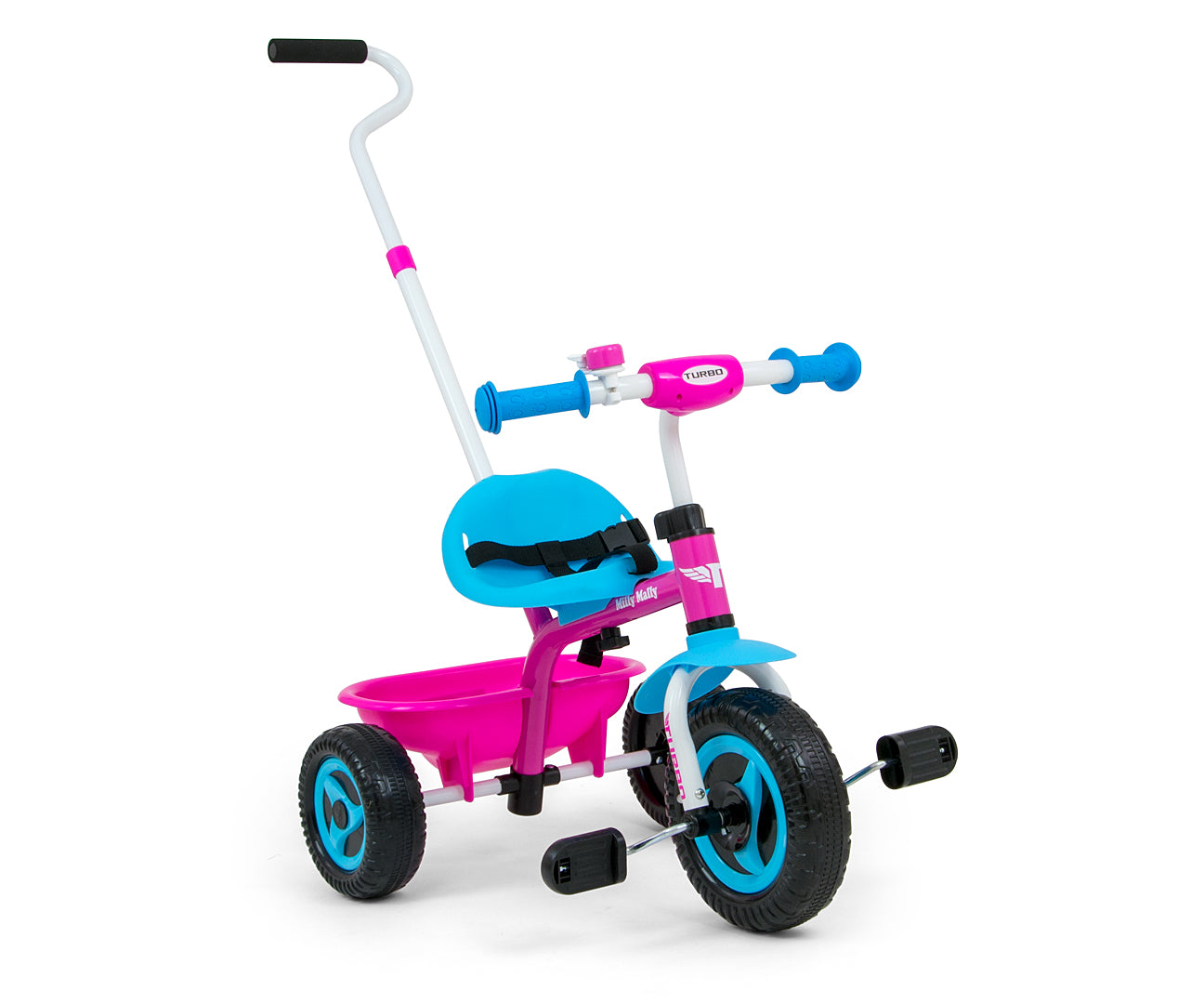 Milly Mally Turbo háromkerekű gyerek tricikli szülőkarral – Candy