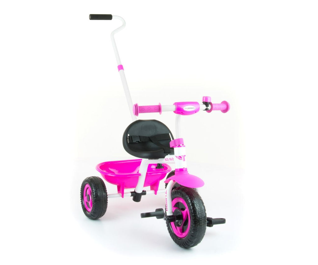 Milly Mally Turbo háromkerekű gyerek tricikli szülőkarral – Pink