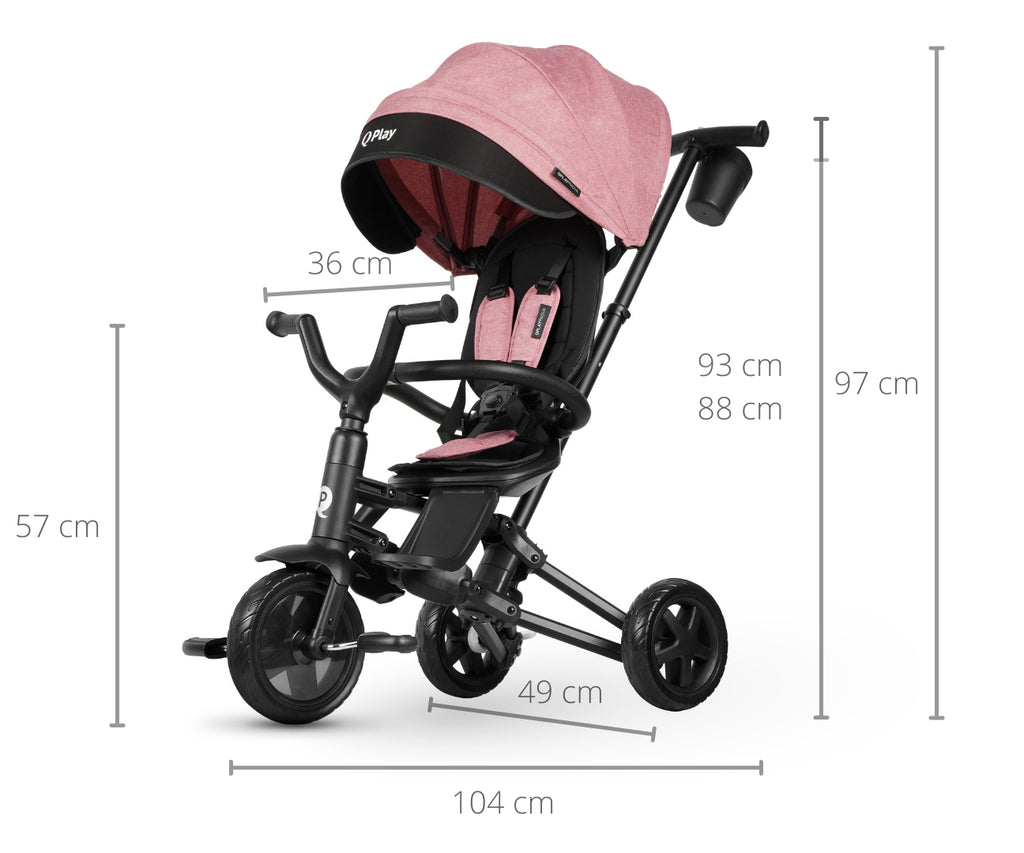 MILLY MALLY Qplay Nova Niello 6 az 1-ben összecsukható háromkerekű tricikli – Rózsaszín