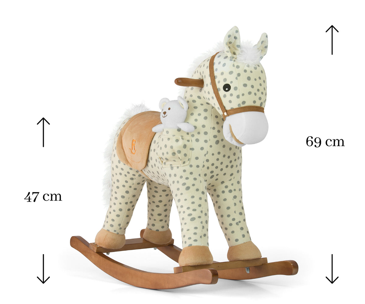 MILLY MALLY Pony interaktív plüss hintaló macival – Szürke pöttyös