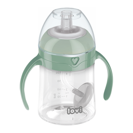 LOVI első itatópohár súlyozott szívószállal 150 ml. zöld