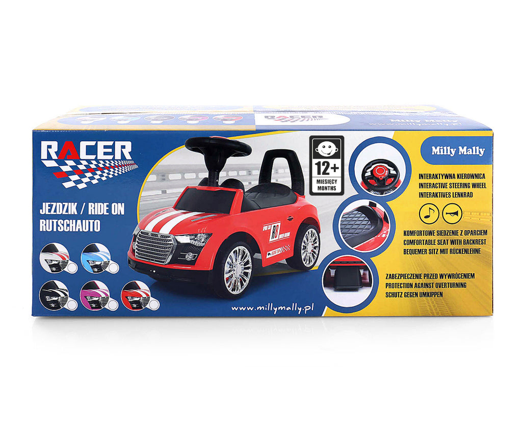 Milly Mally Racer sportautó bébitaxi zenélő kormánnyal – Blue
