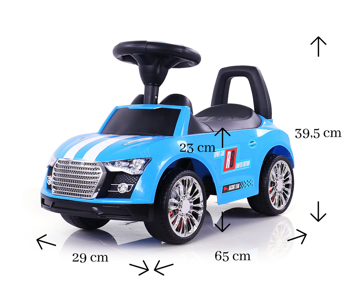 Milly Mally Racer sportautó bébitaxi zenélő kormánnyal – Blue