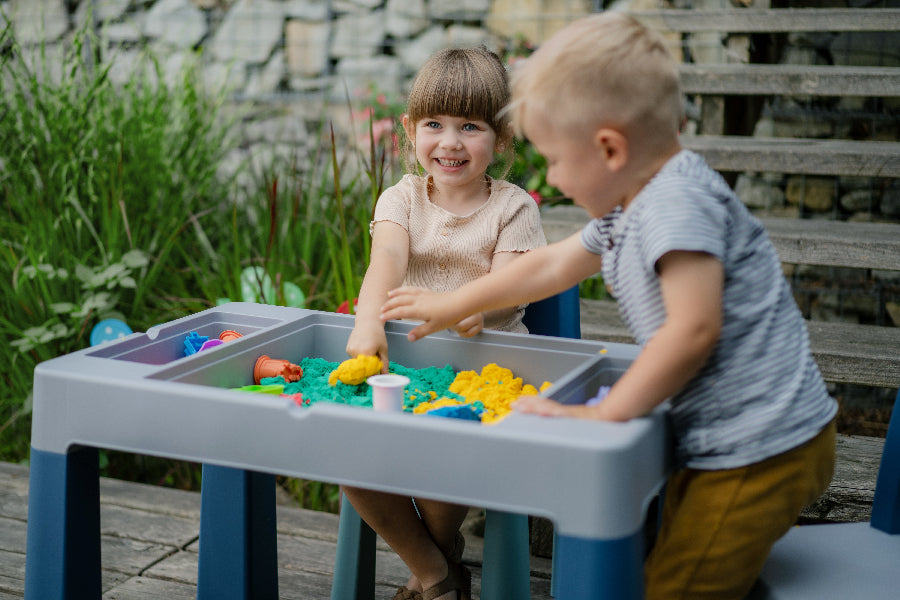 Teggi MULTIFUN 1+2 gyermek asztal és szék szett - Türkiz/Tengerészkék/Szürke
