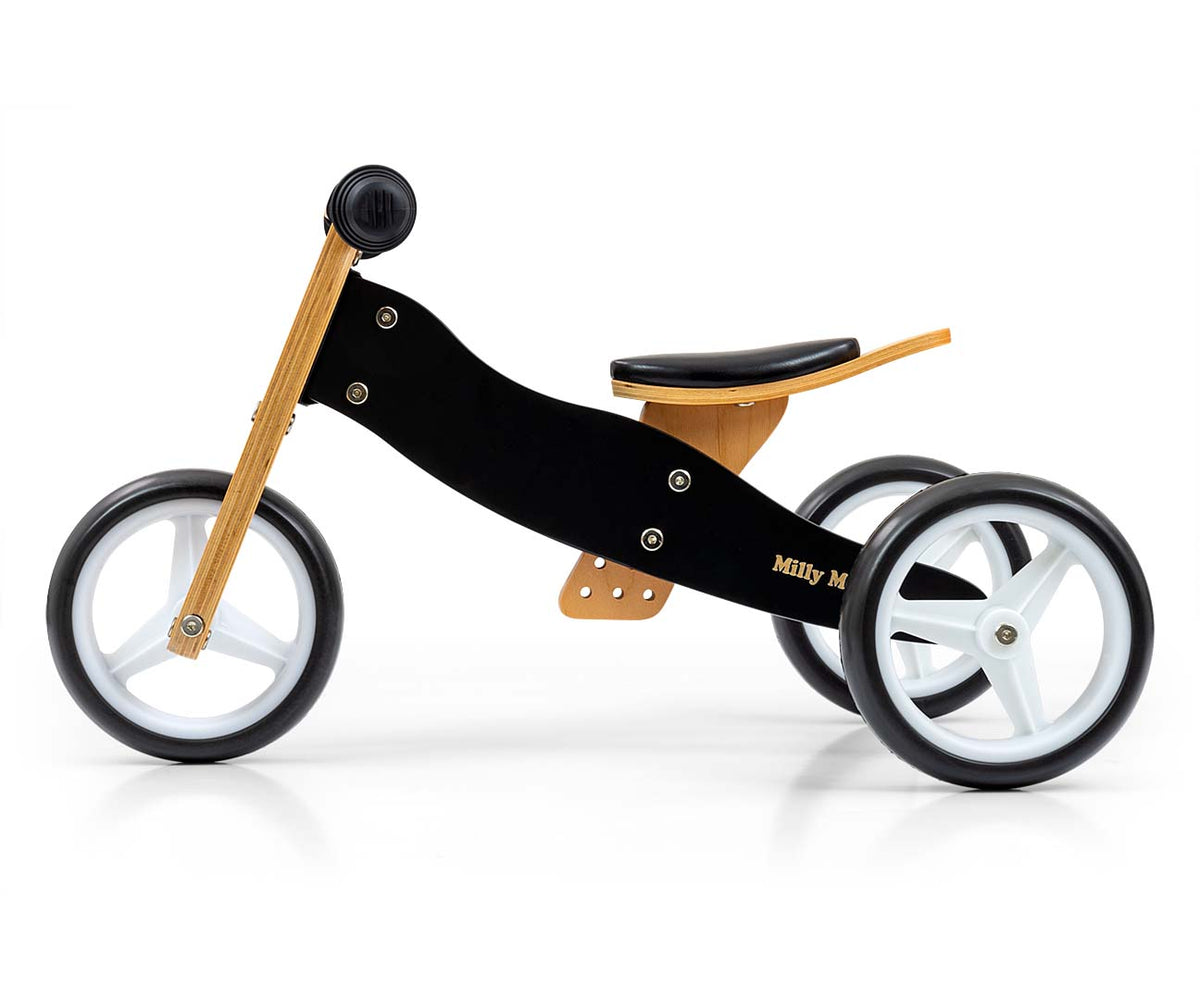 MILLY MALLY Jake Classic 2 az 1-ben fa futóbicikli – Fekete