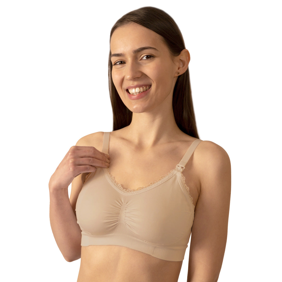 BabyOno Skin Protect varrásmentes szoptatós melltartó D80–85 – bézs