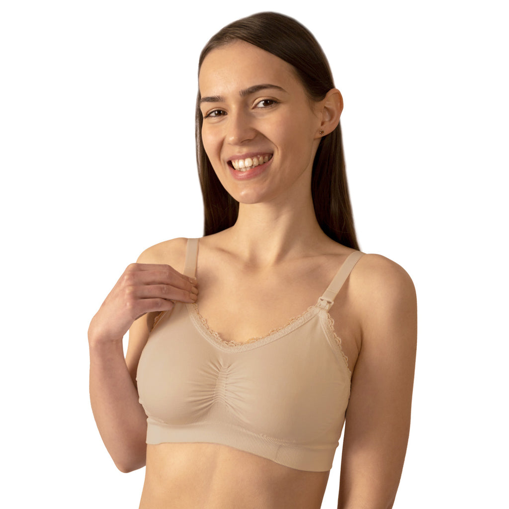 BabyOno Skin Protect varrásmentes szoptatós melltartó C80–85 – bézs