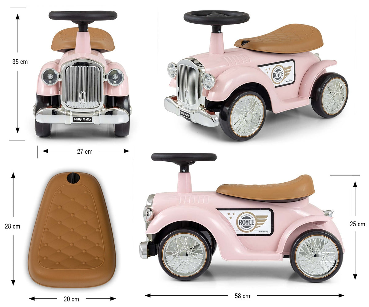 Milly Mally Royce retro bébitaxi dudával és tárolórekesszel – Pink