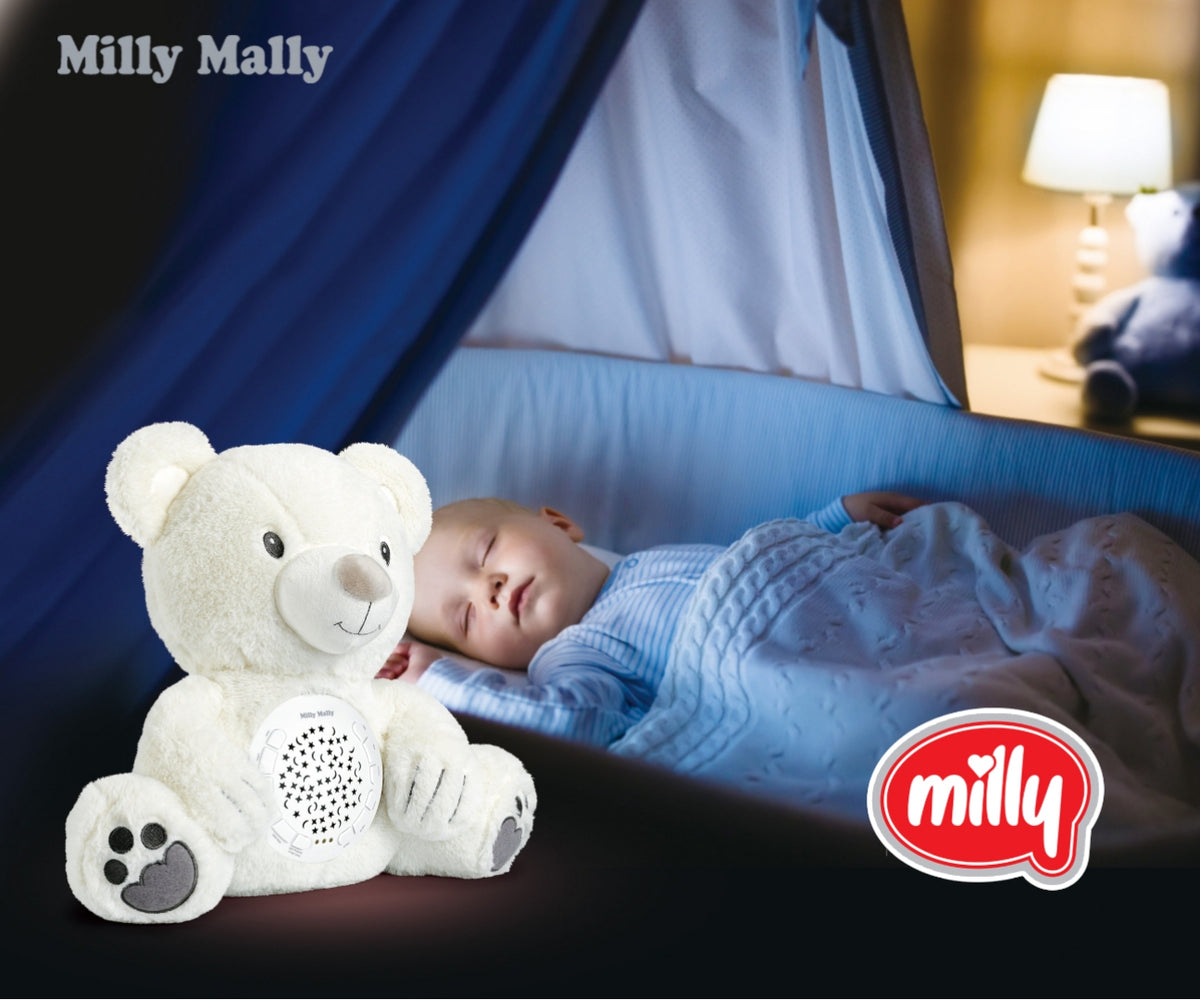 Milly Mally projektoros plüss maci – Fehér