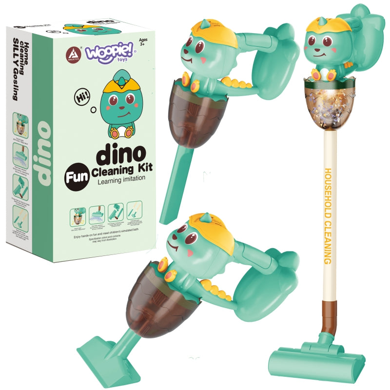 WOOPIE Dino 3 az 1-ben zenélő játékporszívó szívófunkcióval, fényhatásokkal és 3 fejjel