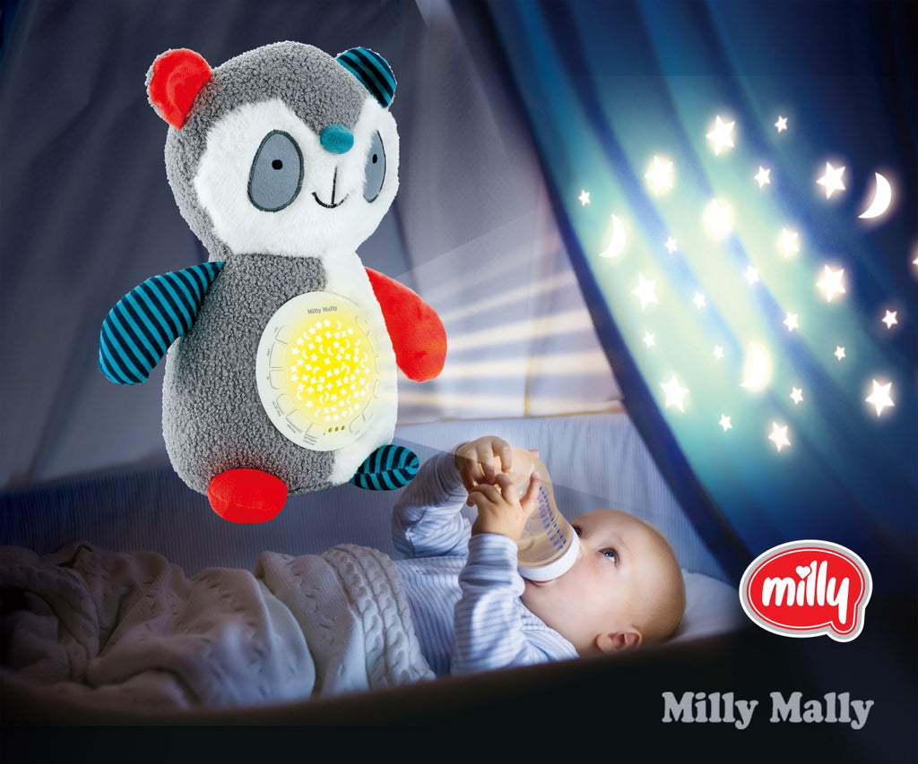 Milly Mally plüss panda csillagfény-projektorral és altatódallamokkal