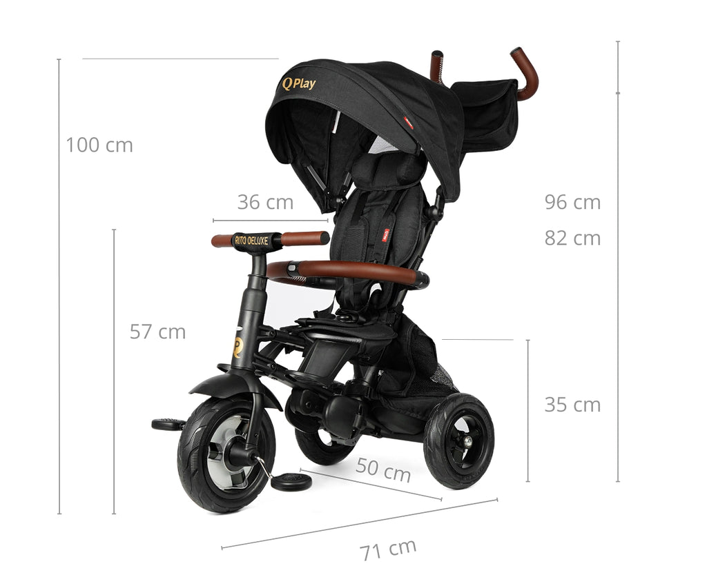 MILLY MALLY Qplay Rito Deluxe Rubber összecsukható tricikli – Fekete