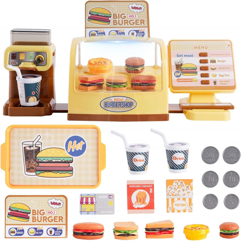 WOOPIE Big Burger 25 részes interaktív gyorséttermes játék világító pulttal és italadagolóval