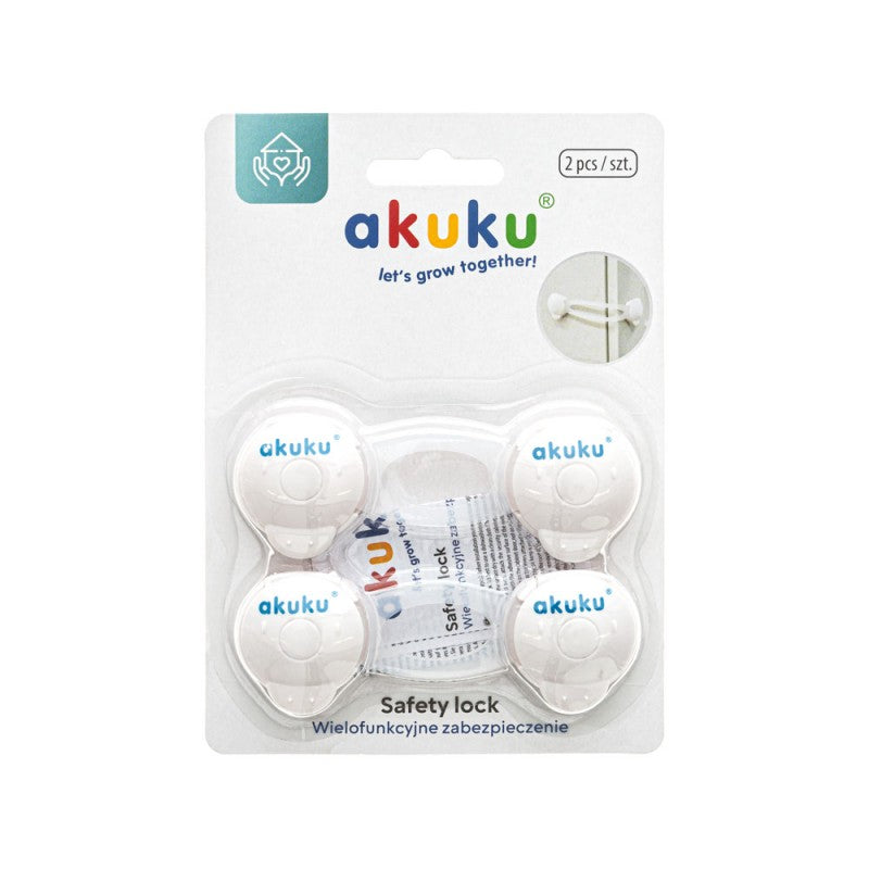 AKUKU univerzális szekrény- és fiókzár – Fehér, 10 cm, 2 db