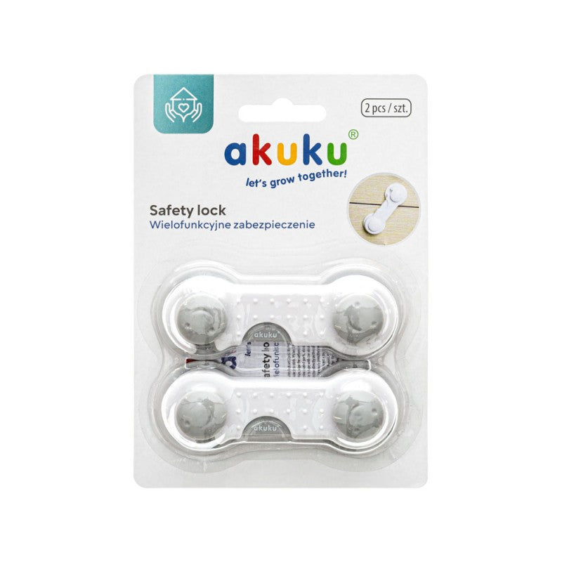 AKUKU univerzális szekrény- és fiókzár – Szürke, 9 cm, 2 db