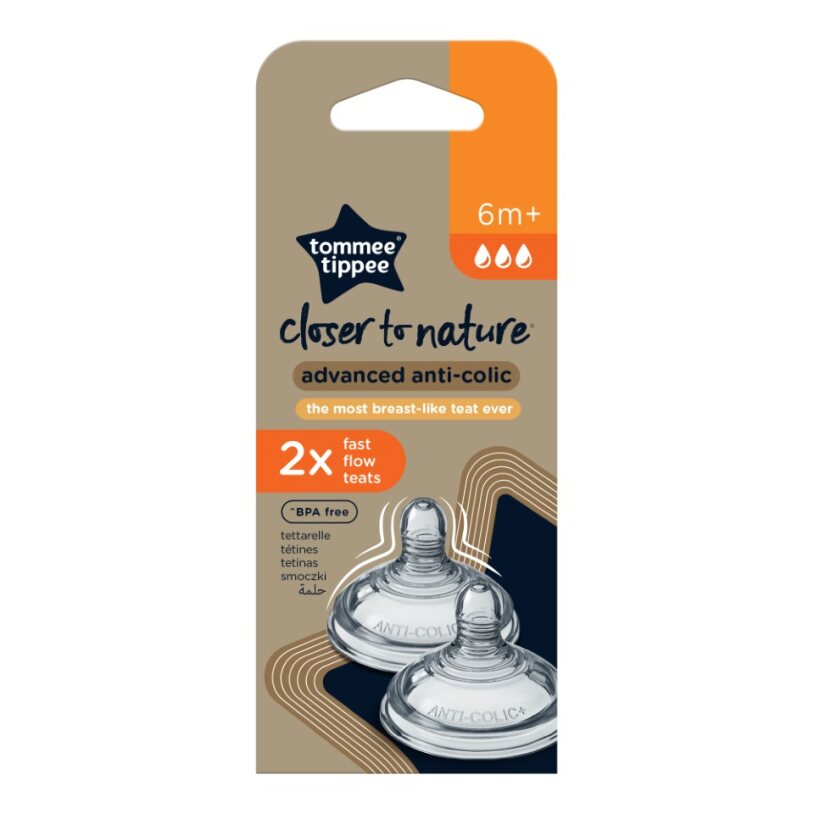 Tommee Tippee Advanced Anti-Colic gyors folyású cumifej 6 hó+, 2 db