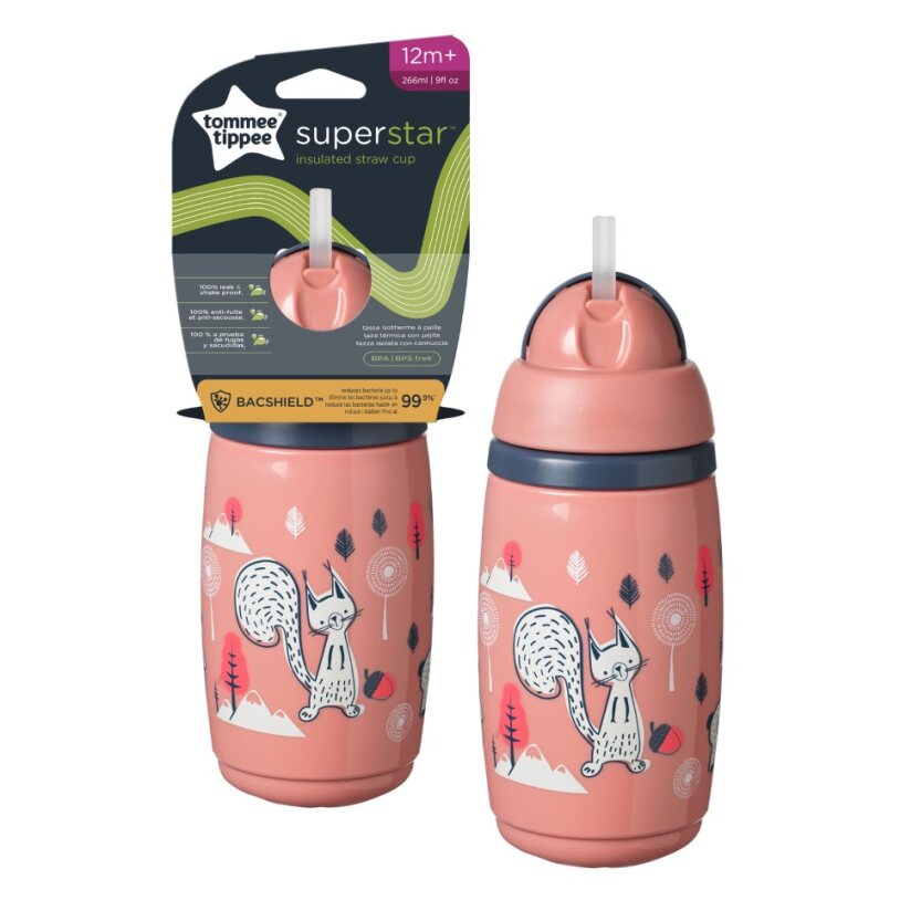 Tommee Tippee Superstar szívószálas kulacs 266 ml – rózsaszín