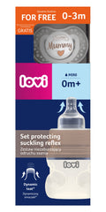 LOVI szopóreflexet támogató cumisüveg- és cumiszett 150 ml-es cumisüveggel és nyugtatócumival Love Mummy