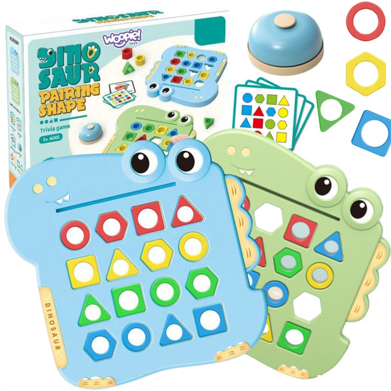 WOOPIE Montessori dinoszauruszos formaillesztő és ügyességi társasjáték